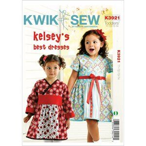 Kwik Sew K3921 Toddler Sewing Pattern Kelseys Dresses T1-T4 Uncut